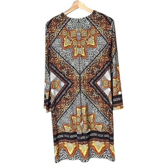 CHICO’S Animal Paisley Medallion Dress Bracelet Flared Long Sleeve US Sz L - Picture 4 of 10